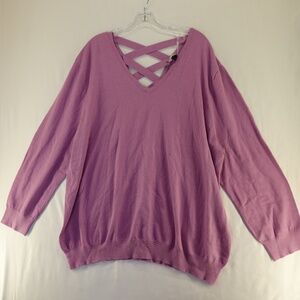 Love Ellie Women's Mia Sweater Purple Size 3X Pullover Knit Criss Cross Back